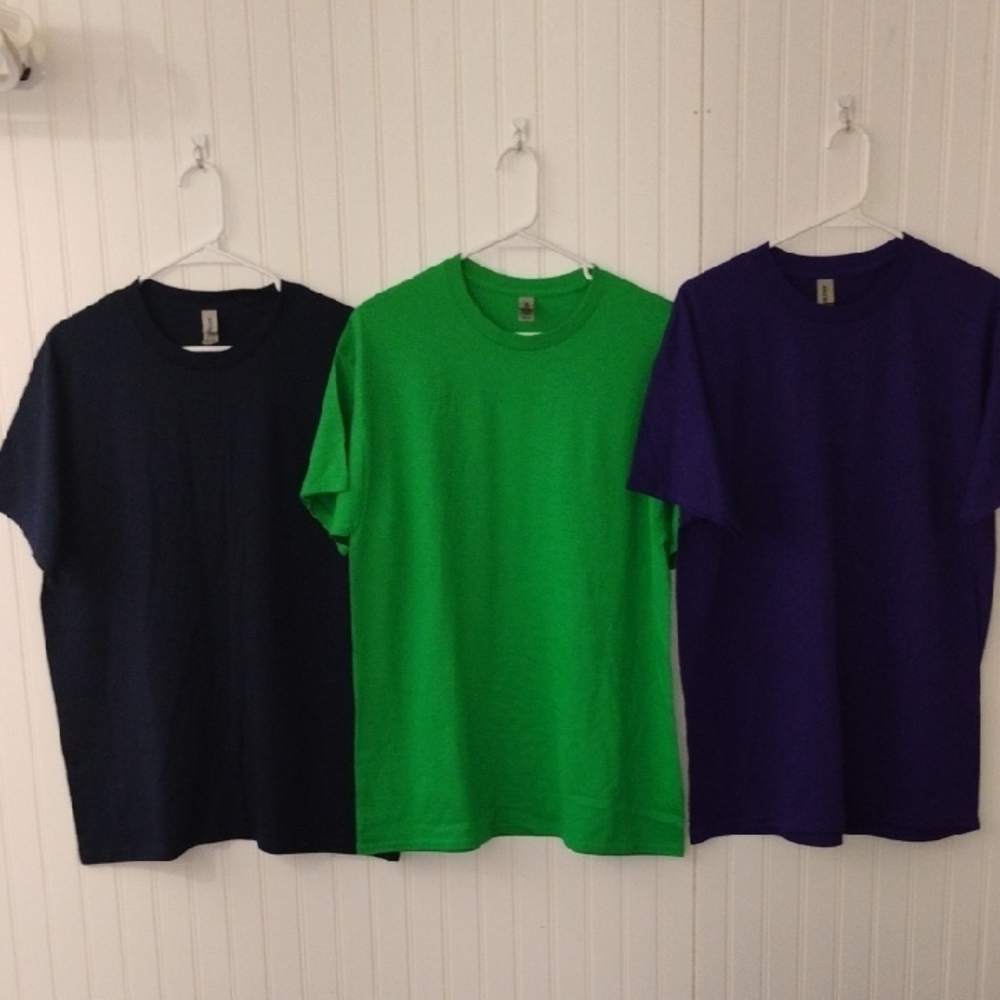 3 Pack Men's Classic T-Shirt Set - Black, Green, and Purple